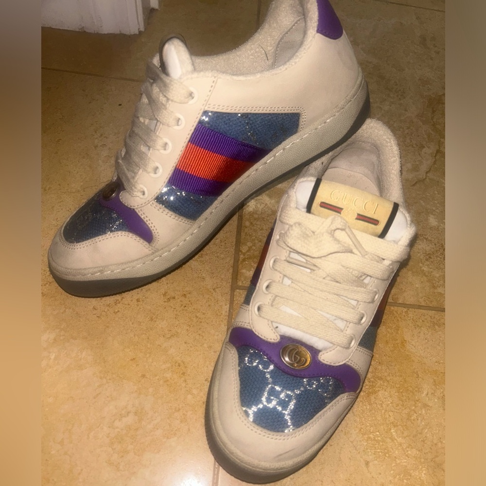 GUCCI WOMEN'S SCREENER SNEAKER WITH CRYSTALS SIZE 6.5